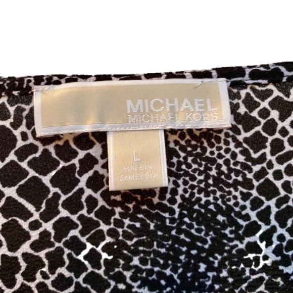 Michael Kors Python-Print Tie Sleeve Top L - Picture 5 of 6